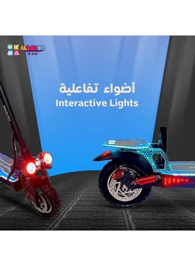 AL BADER Electric Scooter V3 Pro, Max Speed 70 KM/H Range 30-35 KM, Monster Scooter 1200W Motor, 48V-15Ah Battery, Electric Foldable Scooter Double Suspensions With Adjustable Seat & 10 Inch Size Tires - Image 5